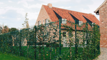 Pitched roof house with fence