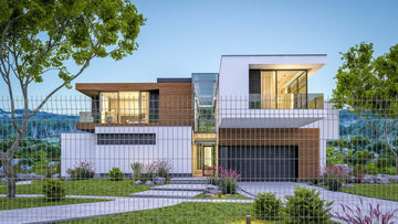 modern home with clear view type perimeter fencing