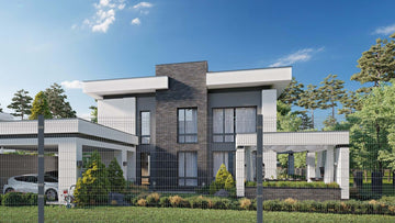 modern house render with DeltaView mesh fencing