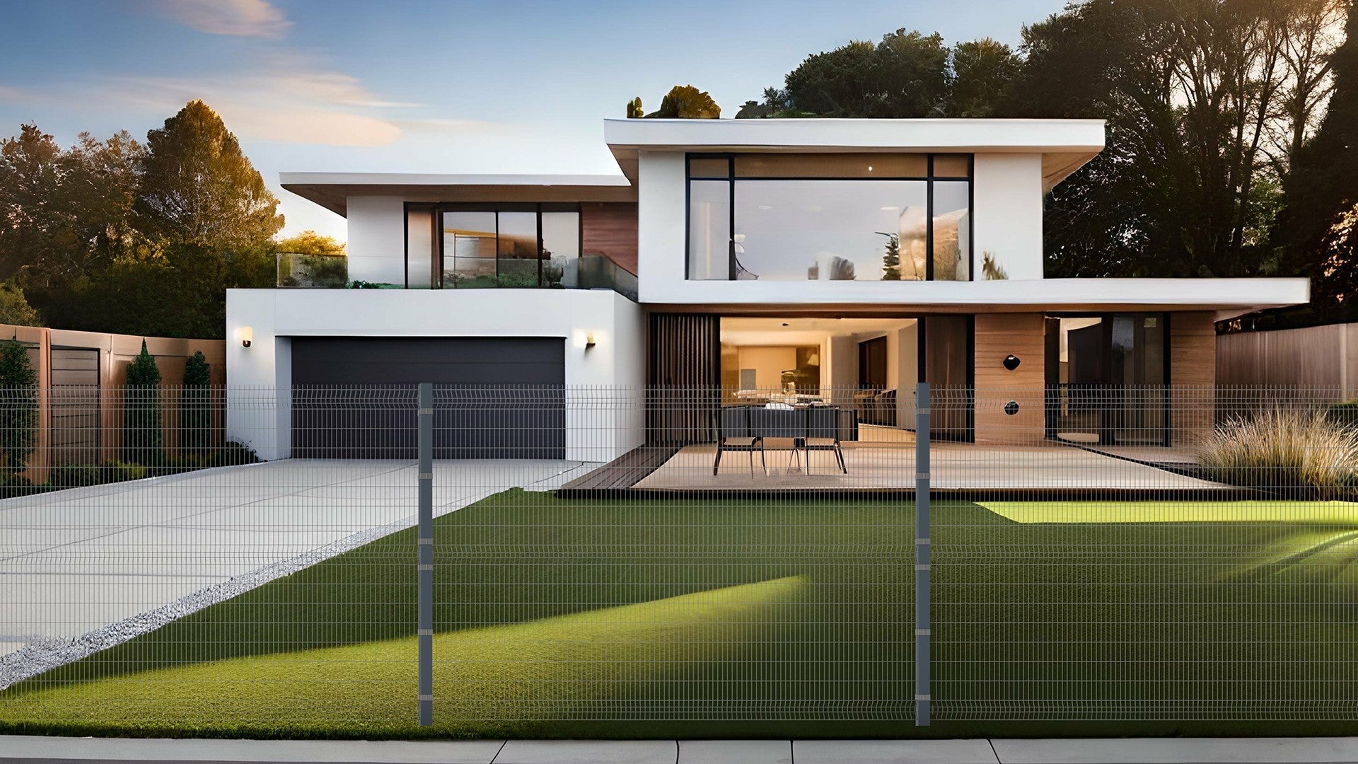 Modern Home with fencing
